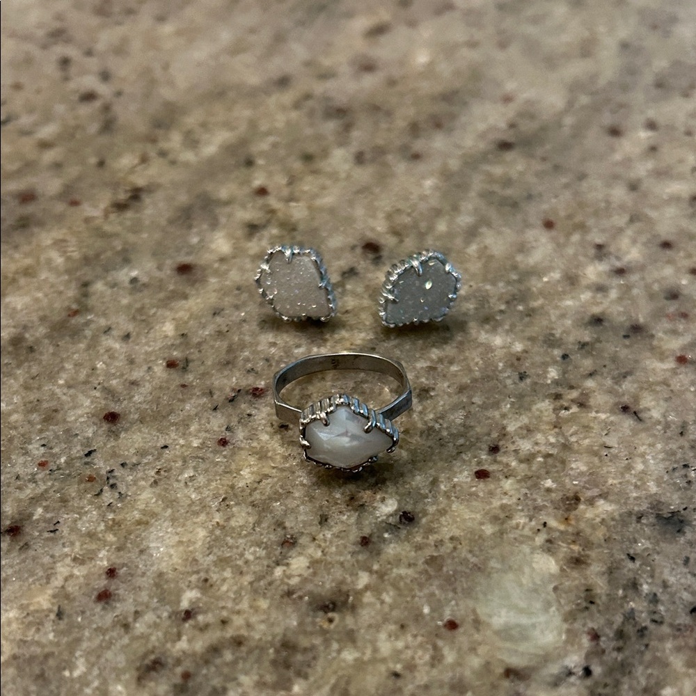 Kendra Scott Silver and White Earrings Sparkling Elegance